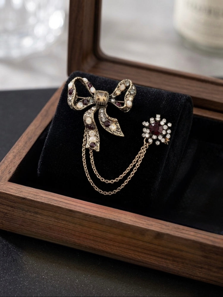 Bordo Kurdele Broş | Premium